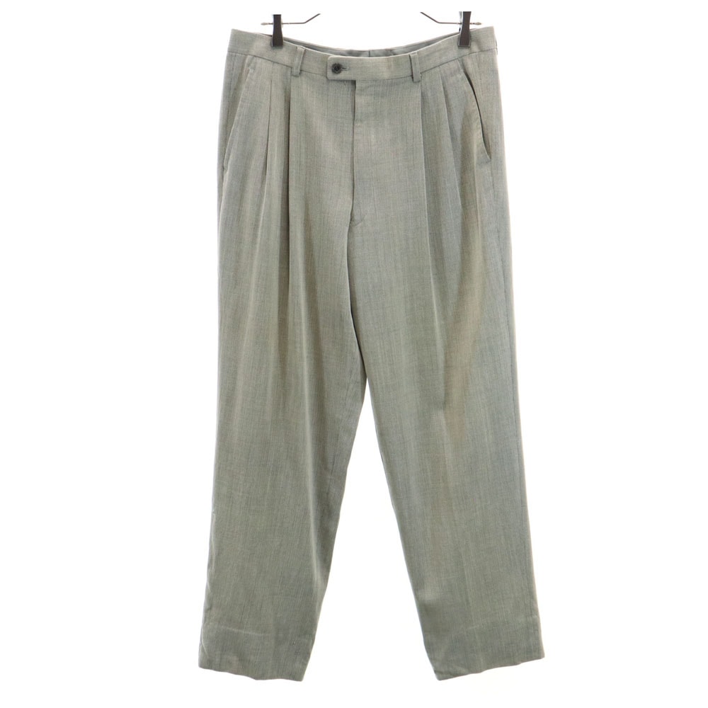 LANVIN ランバン 90s ウール オールド スラックスパンツ S モスグリーン 2タック