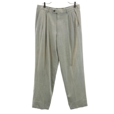 LANVIN ランバン 90s ウール オールド スラックスパンツ S モスグリーン 2タック