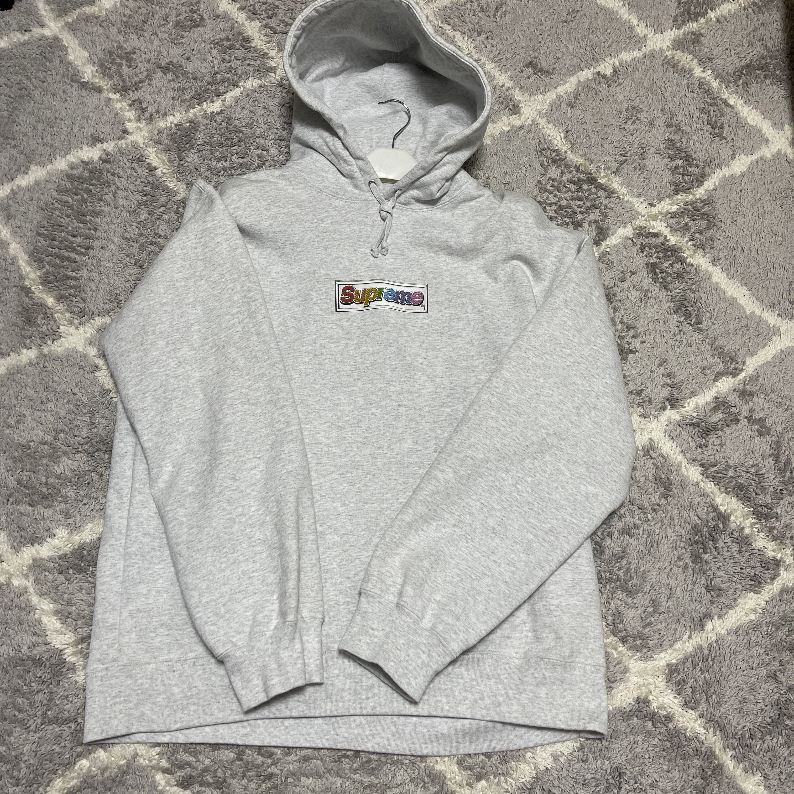 Supreme Bling Box Logo Hooded Sweatshirt "Ash Grey"
