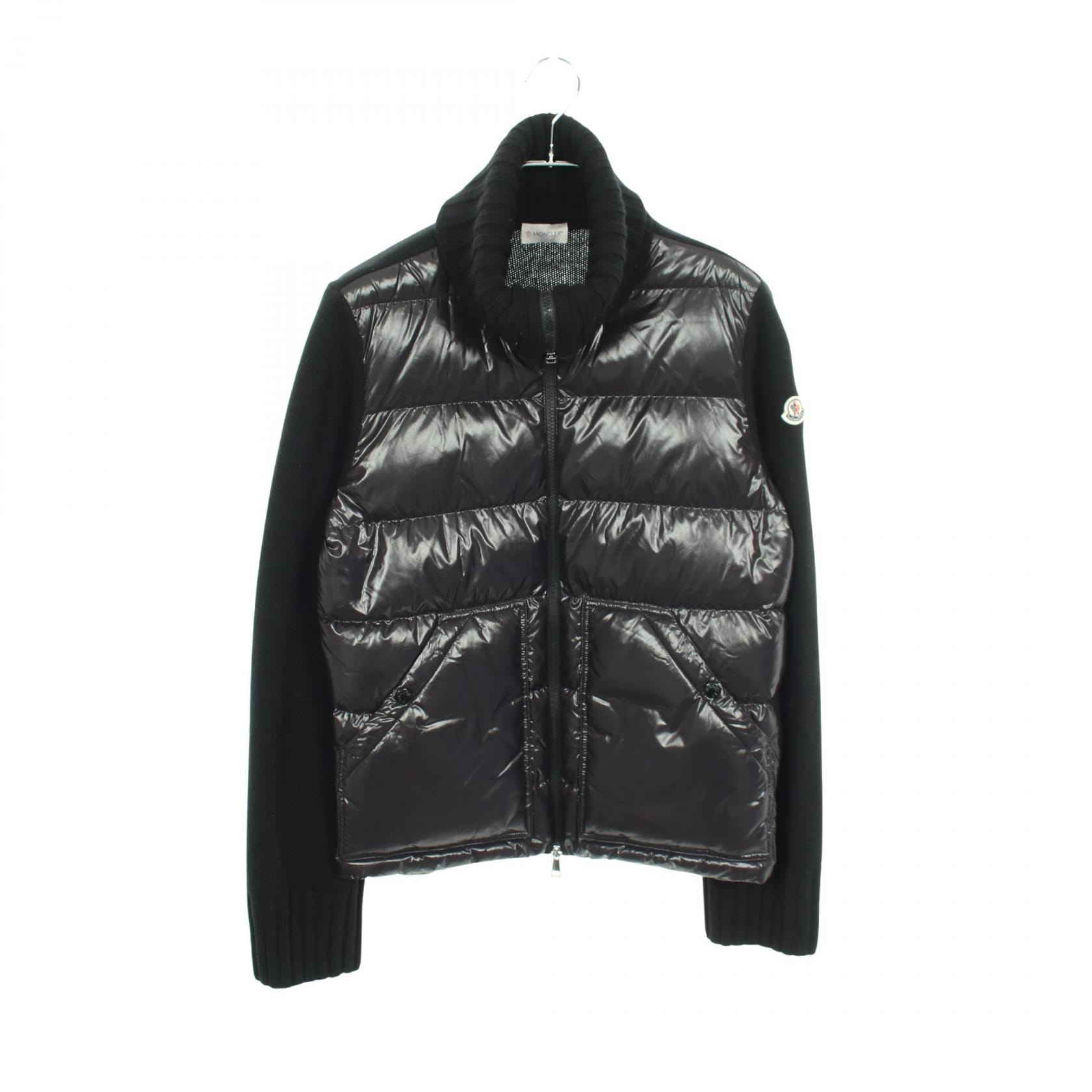 モンクレール MONCLER ニット カーディガン 切替 ダウンジャケット 衣料品 アウター ウール ナイロン メンズ ブラック系 【中古】