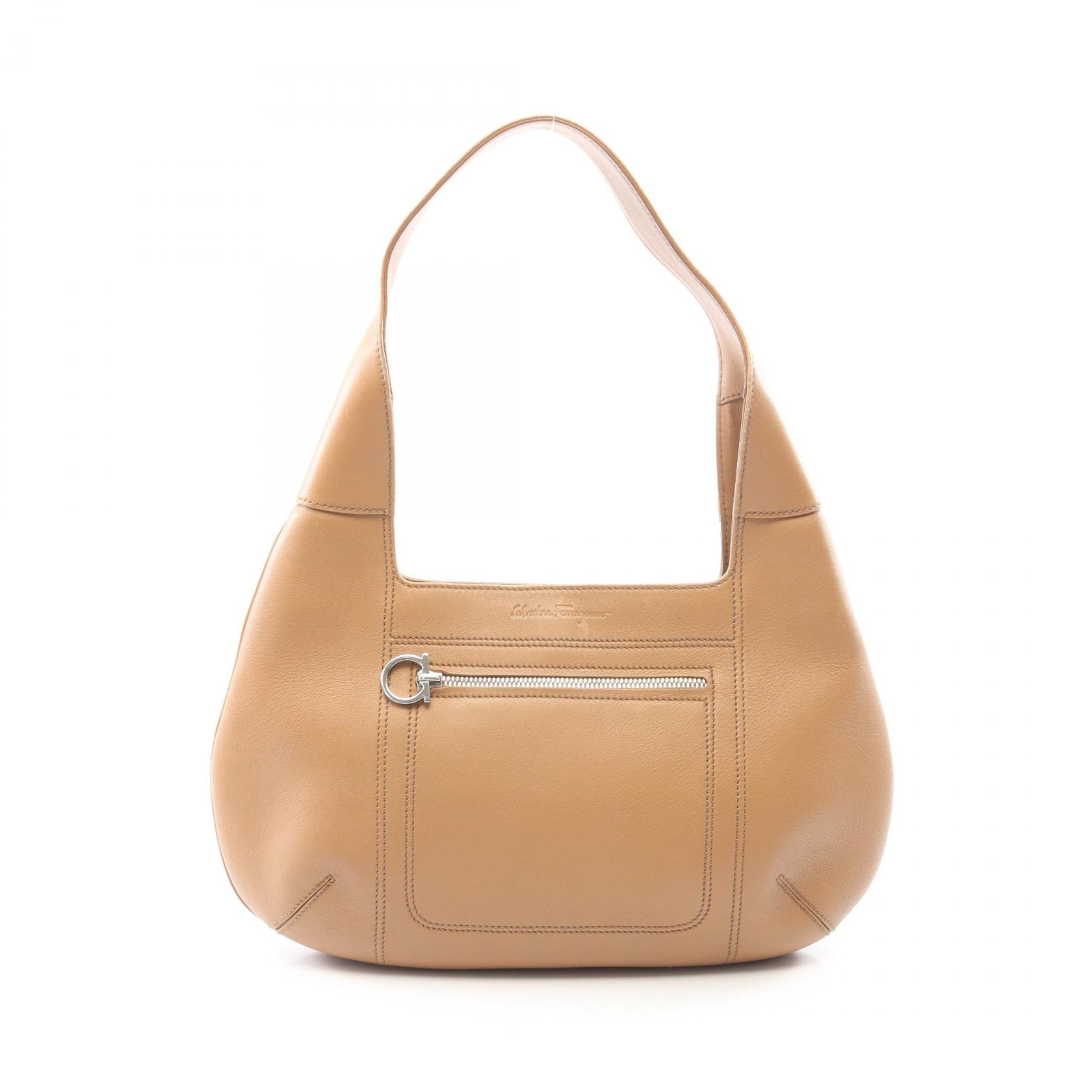 サルヴァトーレフェラガモ Salvatore Ferragamo ガンチーニ ショルダーバッグ バッグ レザー レディース ベージュ系 21 4800 【中古】
