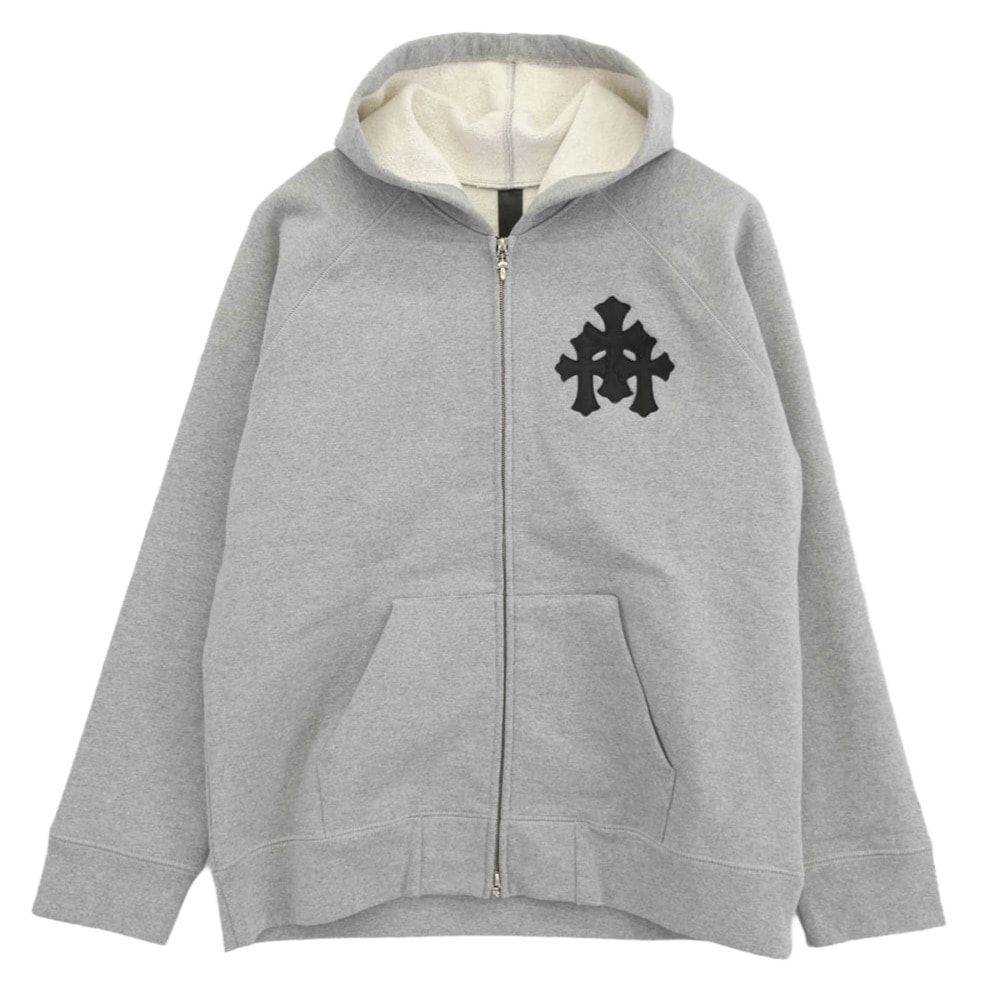CHROME HEARTS クロムハーツ（原本無） パーカー Y NOT セメタリー クロスパッチ ダガー クロスボール ジップ スウェット パーカー XL グレー系 XL【極上美品】【中古】