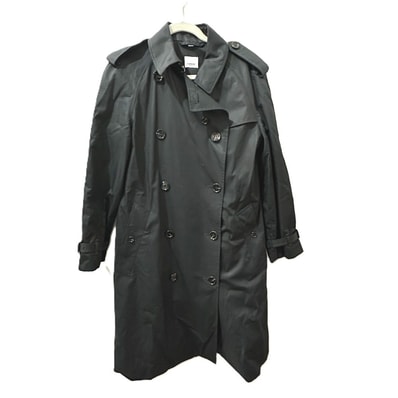 バーバリー BURBERRY ダブルブレスト 8084898 無地 トレンチコート コットン ブラック