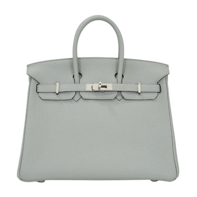 HERMES エルメス ハンドバッグ バーキン25 ブルーグラシエ トゴ シルバー金具 A刻印 新品同様【中古】