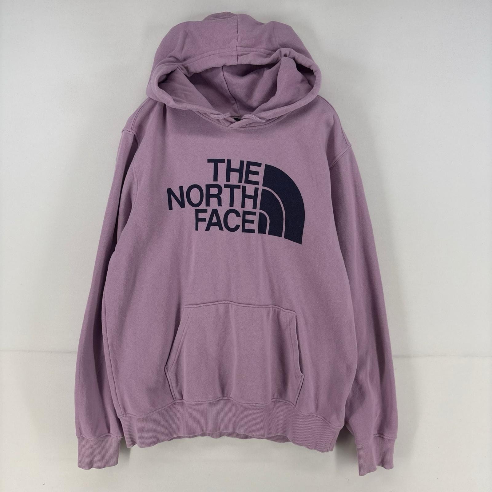 古着 ザ・ノースフェイス THE NORTH FACE パーカー ロゴ プリント スウェット プルオーバー M ピンク系 メンズ