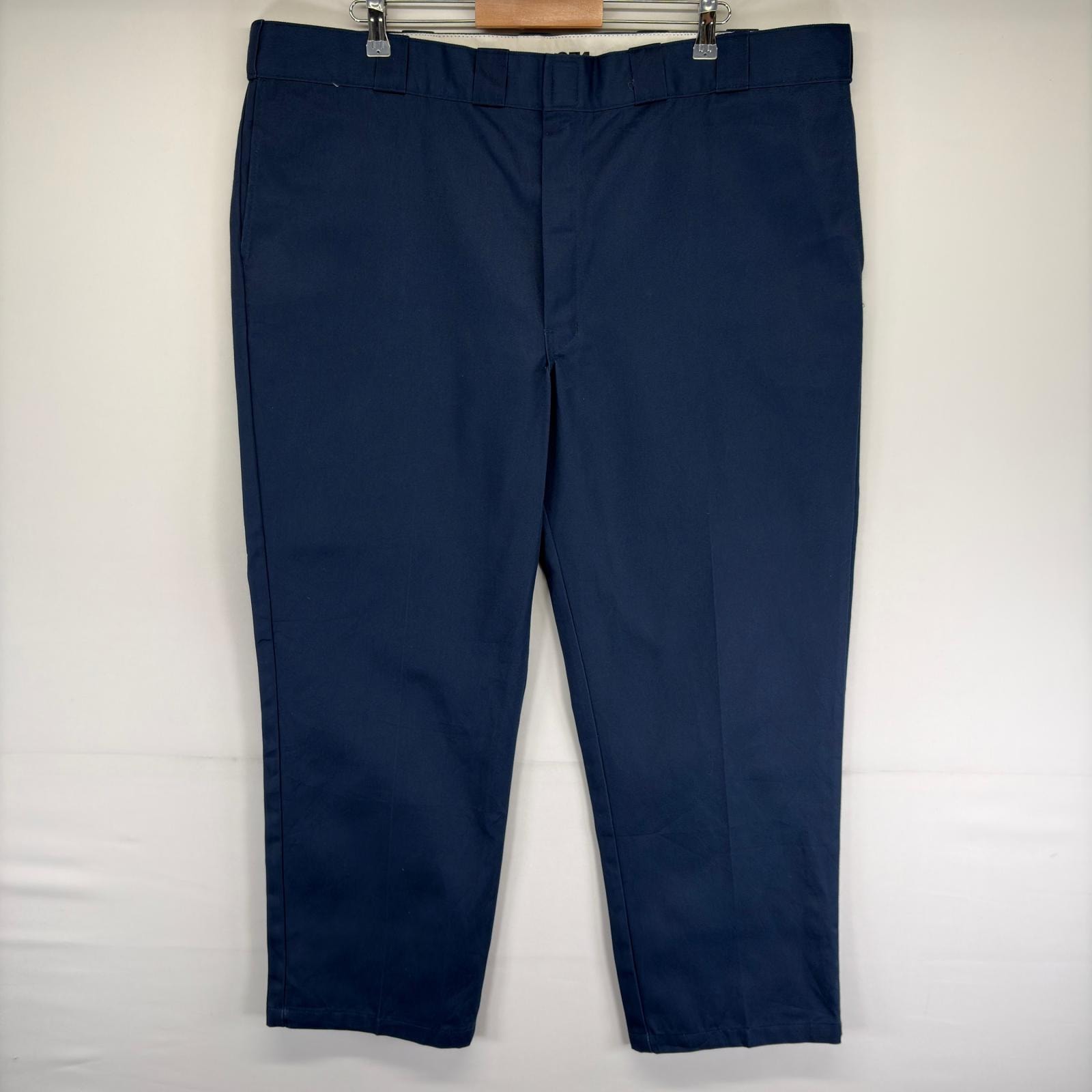 古着 ディッキーズ Dickies パンツ ストレート ジッパーフライ 大きいサイズ チノパン 874 ワーク W46 L30  ネイビー系 メンズ