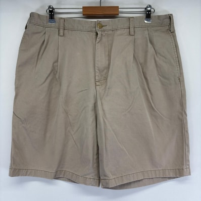 古着 ノーティカ NAUTICA パンツ チノパン ワンポイント ツータック ハーフパンツ ショートパンツ w38 ベージュ メンズ