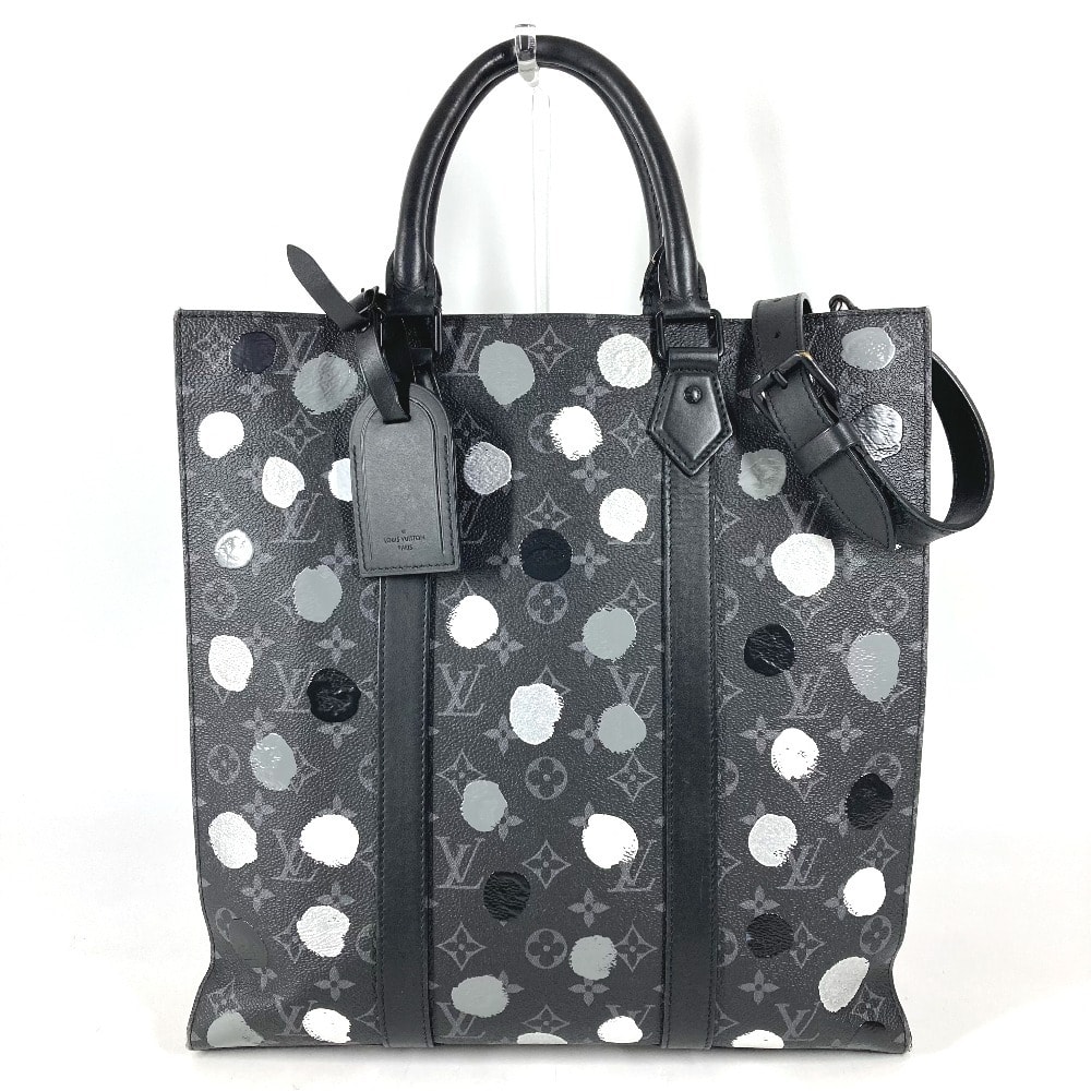 ルイヴィトン LOUIS VUITTON サックプラ サック プラ M46404  モノグラムエクリプス ペインティッドドット LV×YK カバン 2WAYバッグ ショルダーバッグ 縦型 トートバッグ ハンドバッグ レザー ブラック