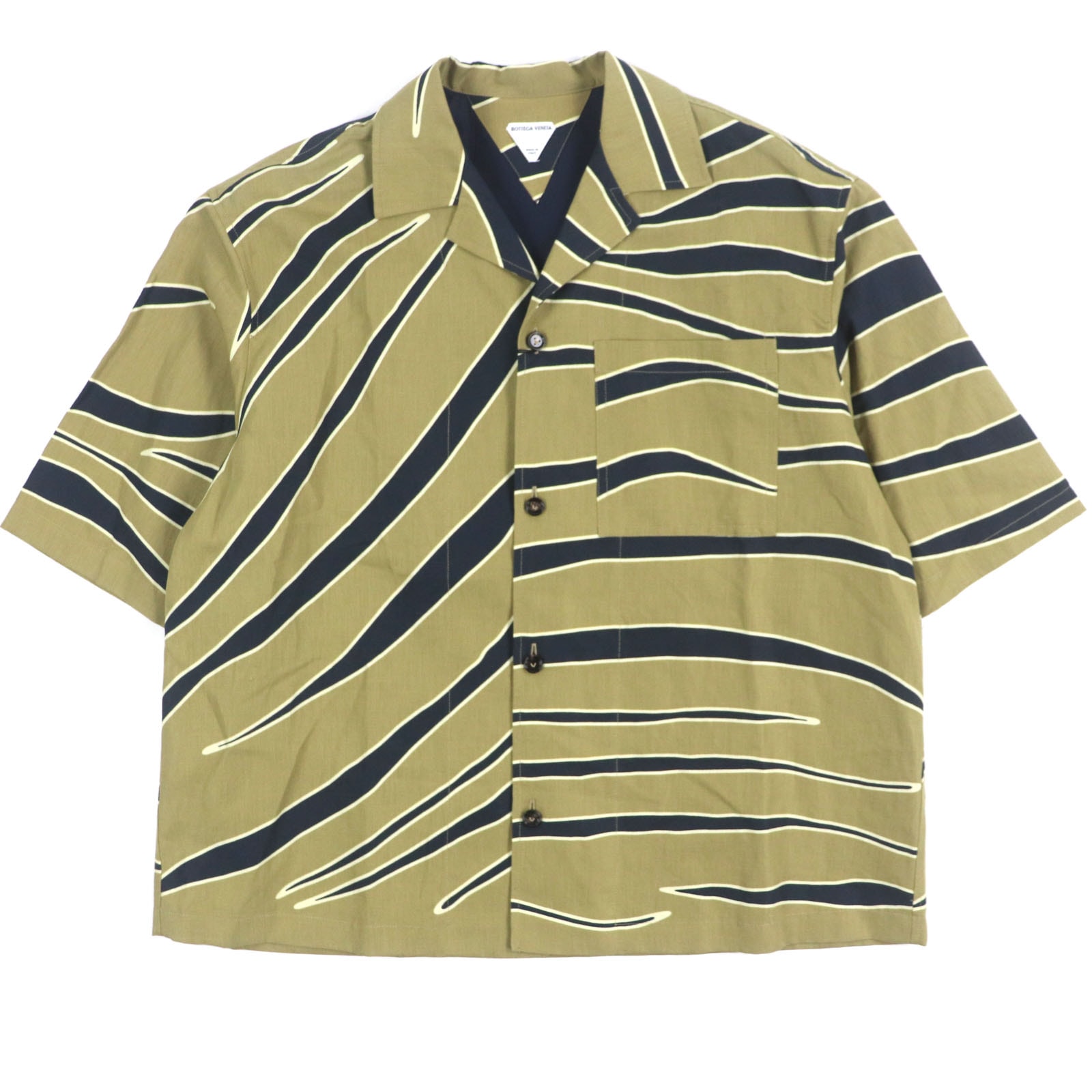 未使用品 ボッテガヴェネタ
 半袖シャツ カーキ ネイビー メンズ 52 744330