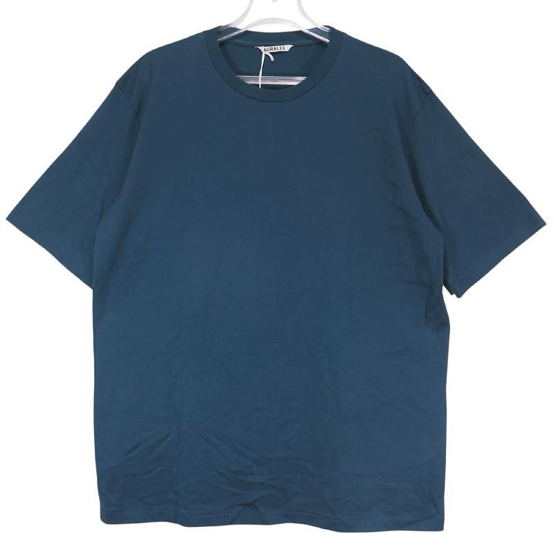 美品 AURALEE オーラリー LUSTER PLAITING TEE A00P02GT ラスター プレーティング Tシャツ ディープ ブルー クルーネック ショートスリーブ カットソー サイズ5