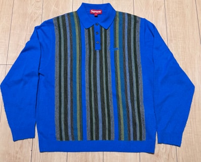 Supreme Multi Stripe Polo Sweater "Blue"