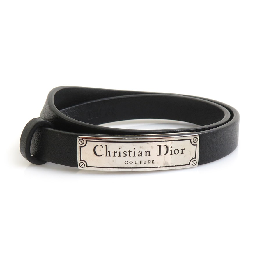クリスチャンディオール Christian Dior ブレスレット レザー/メタル ブラック ユニセックス【中古】 h31862a