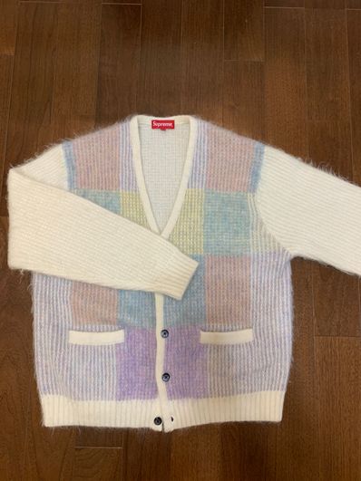 Supreme Brushed Grid Cardigan "White"