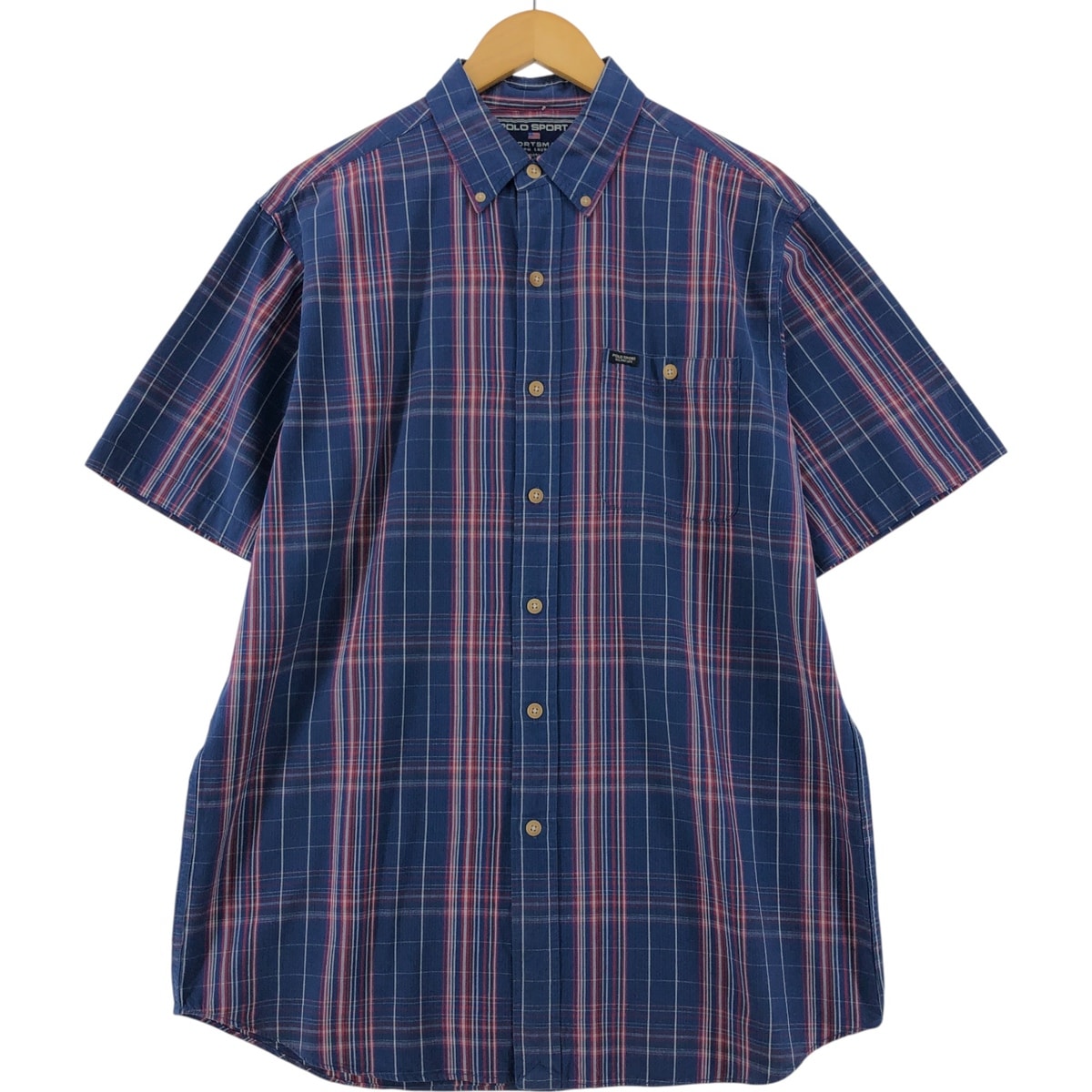 古着 ラルフローレン Ralph Lauren POLO SPORTSMAN スポーツマン 半袖 ボタンダウン チェックシャツ メンズM相当/eaa533586