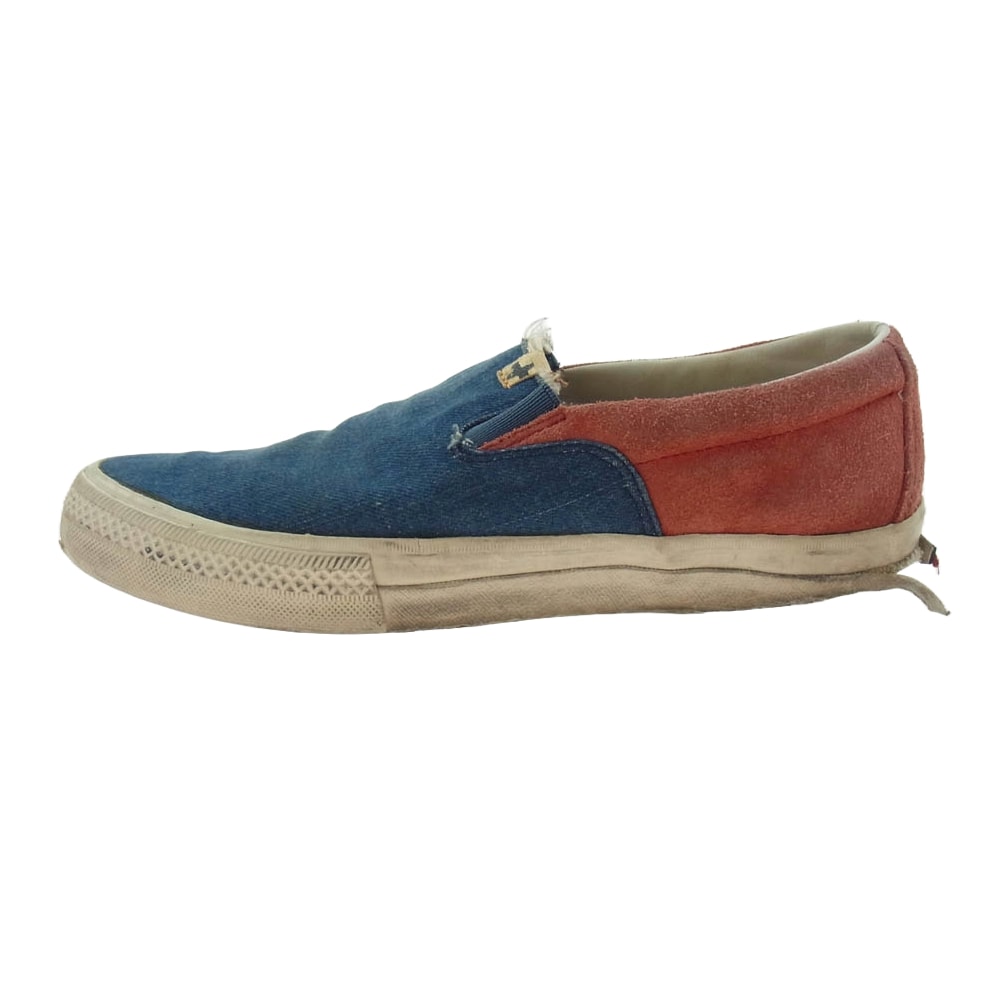 VISVIM ビズビム スニーカー 0114301001001 SKAGWAY SLIP-ON スカグウェイ デニム スリッポン スニーカー レッド系 インディゴブルー系 US9【中古】