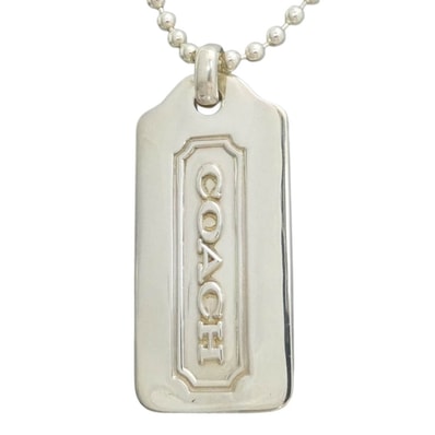 COACH コーチ シルバーロゴ プレート ボールチェーン ネックレス 925 SILVER シルバー系【中古】
