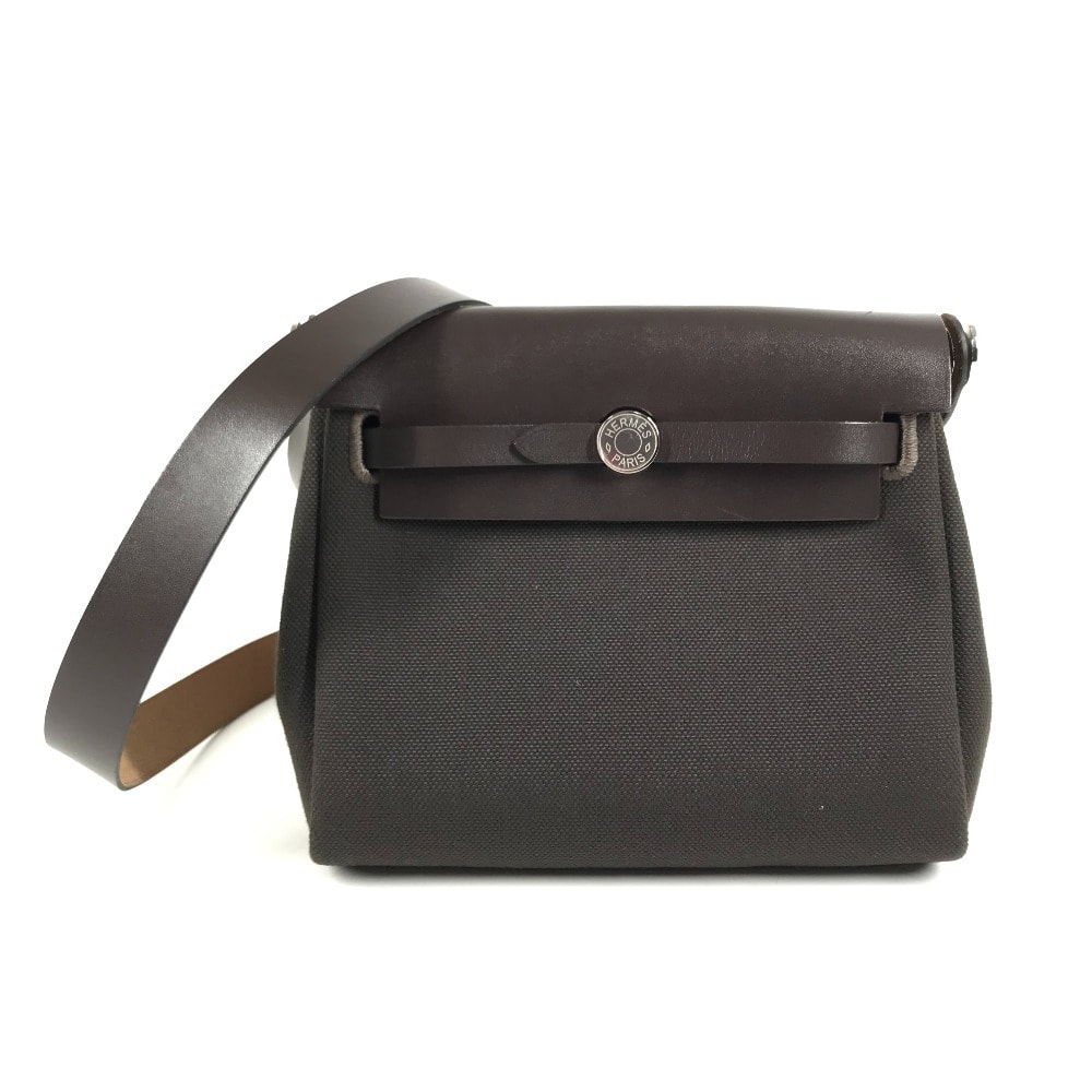 エルメス HERMES エール バッグジップ 20 ミニ エールバッグジップミニ カバン 斜め掛け ポシェット ショルダーバッグ トワルミリタリー W刻 ブラウン 未使用