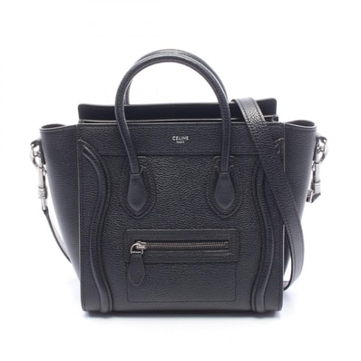 セリーヌ CELINE ラゲージ ナノショッパー 2WAY ハンドバッグ バッグ レザー レディース ブラック系 【中古】