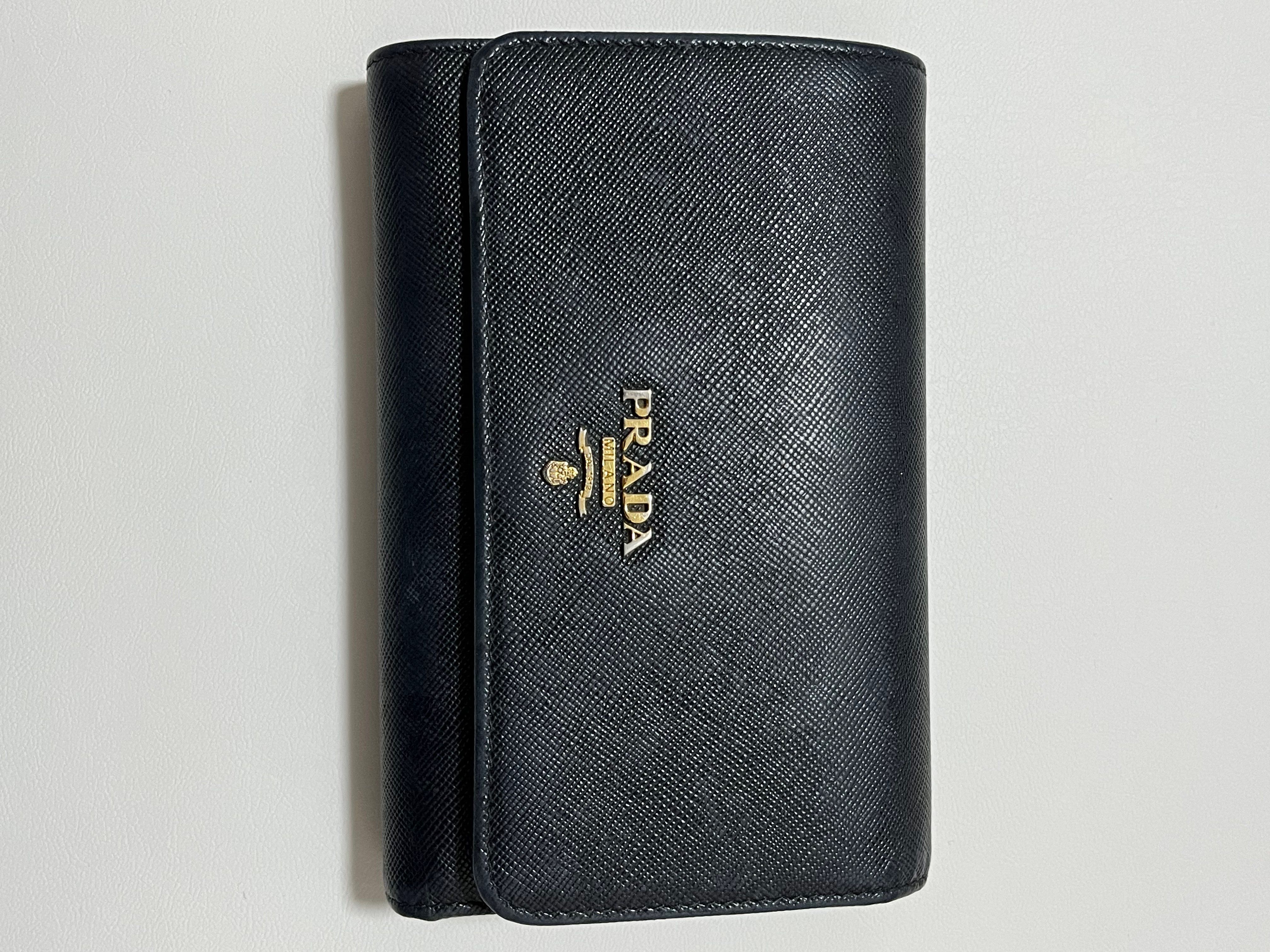 PRADA Saffiano Three Fold Wallet "Black"
