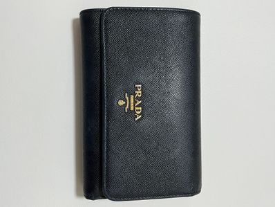 PRADA Saffiano Three Fold Wallet "Black"