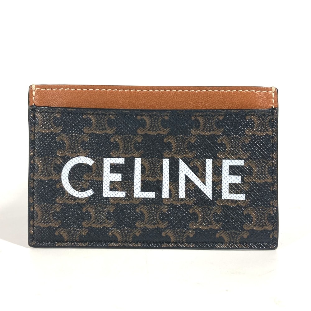 セリーヌ CELINE ロゴ トリオンフ 名刺入れ パスケース カードケース キャンバス ブラウン 美品