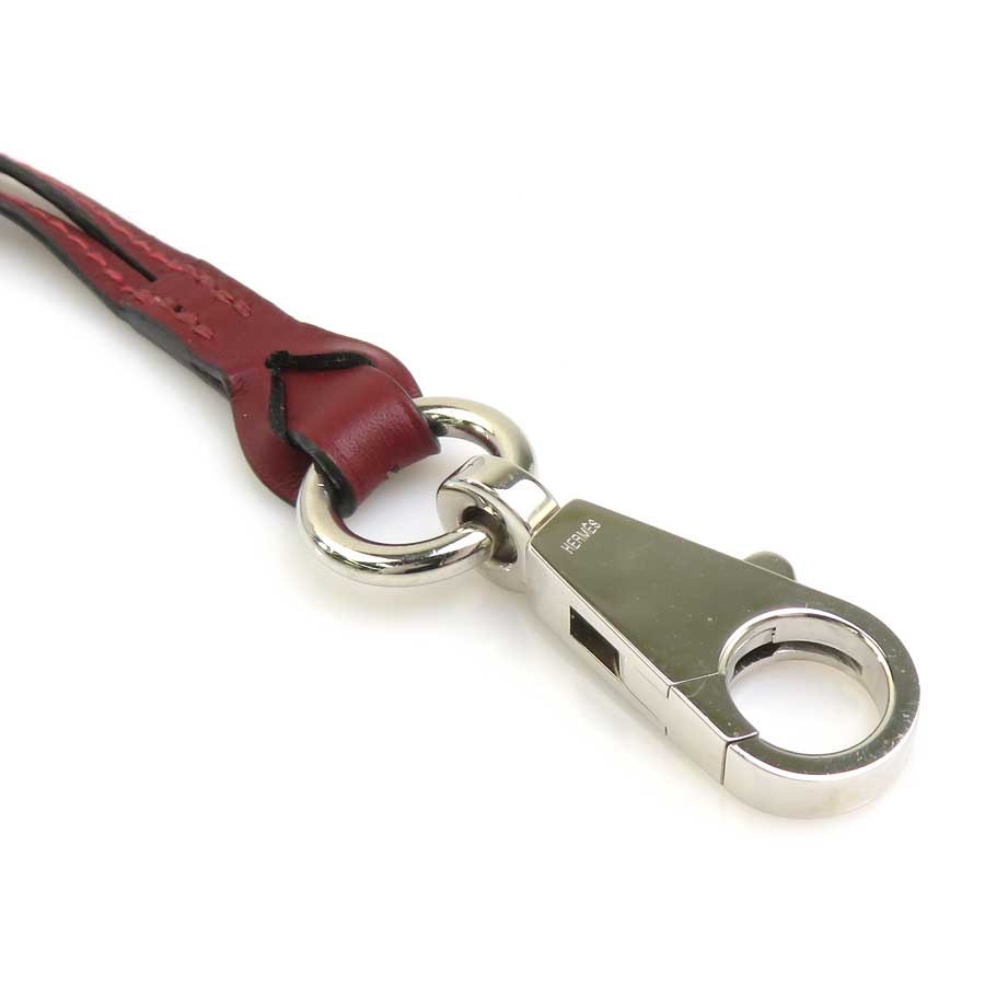 エルメス HERMES ネックストラップ レザー レッド ユニセックス【中古】 h32620a