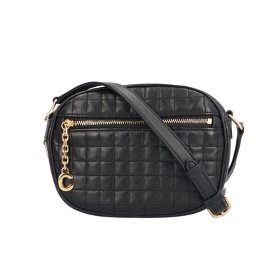 セリーヌ Cチャーム スモール カメラバッグ ショルダーバッグ レザー 188363BFH ブラック レディース CELINE 中古