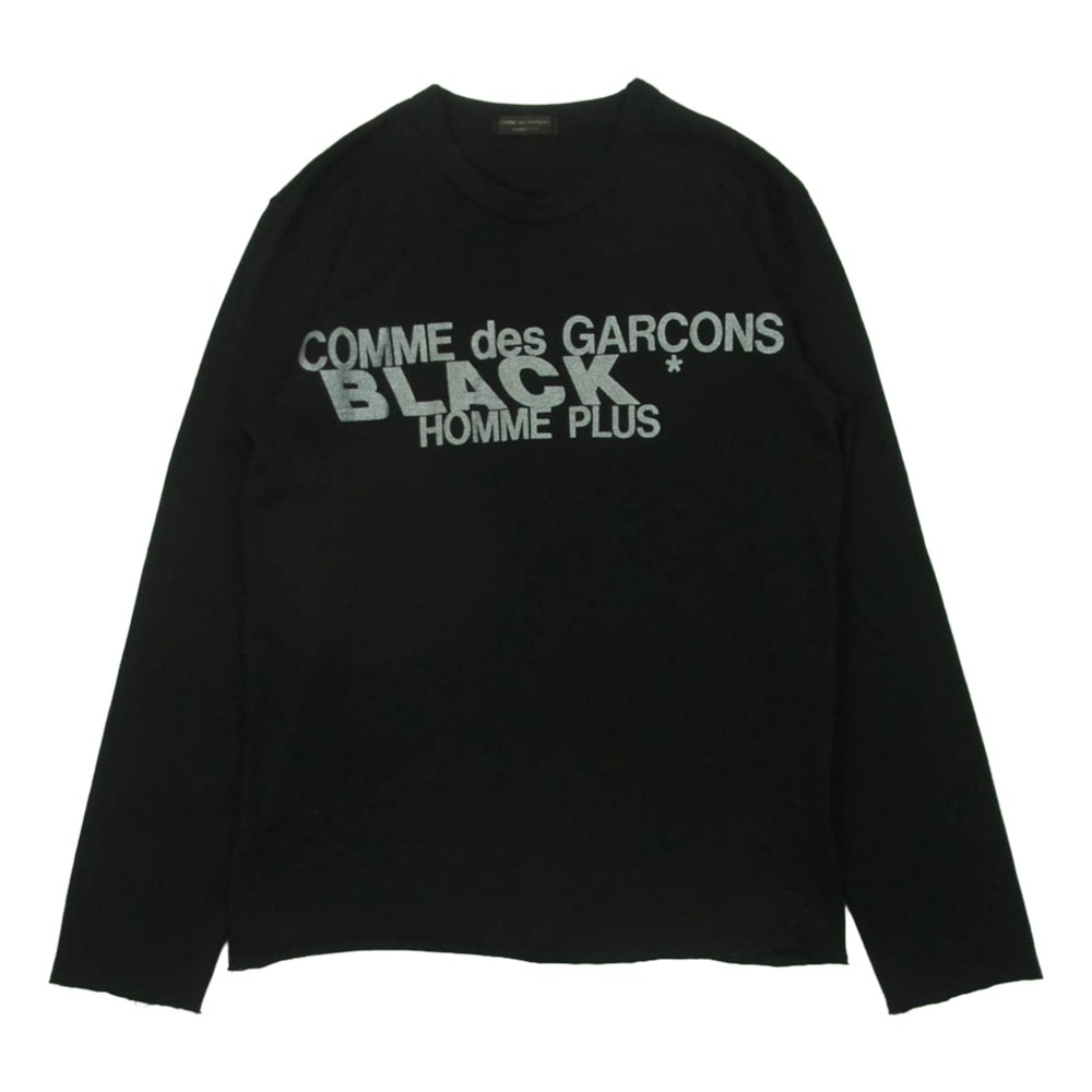 COMME des GARCONS HOMME PLUS コムデギャルソンオムプリュス 02AW AD2002 PG-T015 四つの黒期 BLACK ブラック ロゴプリント ウール 長袖 カットソー Tシャツ サイズ表記なし【中古】