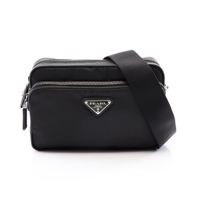 プラダ PRADA TESSUTO + SAFFIANO Re-Nylon ショルダーバッグ バッグ ナイロン サフィアーノレザー メンズ ブラック系 2VH1702DMHF0002 【新品】