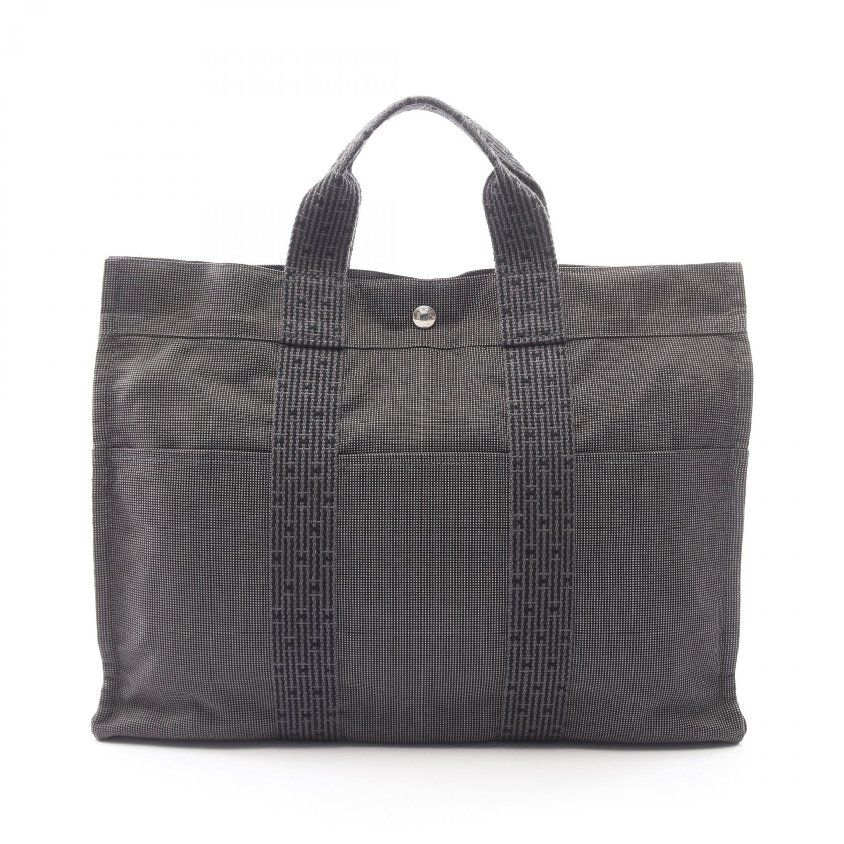 エルメス HERMES エールラインMM トートバッグ バッグ キャンバス ナイロンキャンバス メンズ レディース グレー系 【中古】