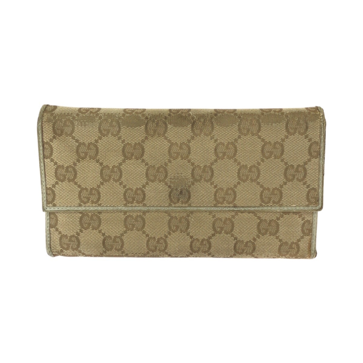GUCCI グッチ ベージュ ゴールド金具 GGキャンバス レザー/ 長財布 ロングウォレット 506548 【中古】