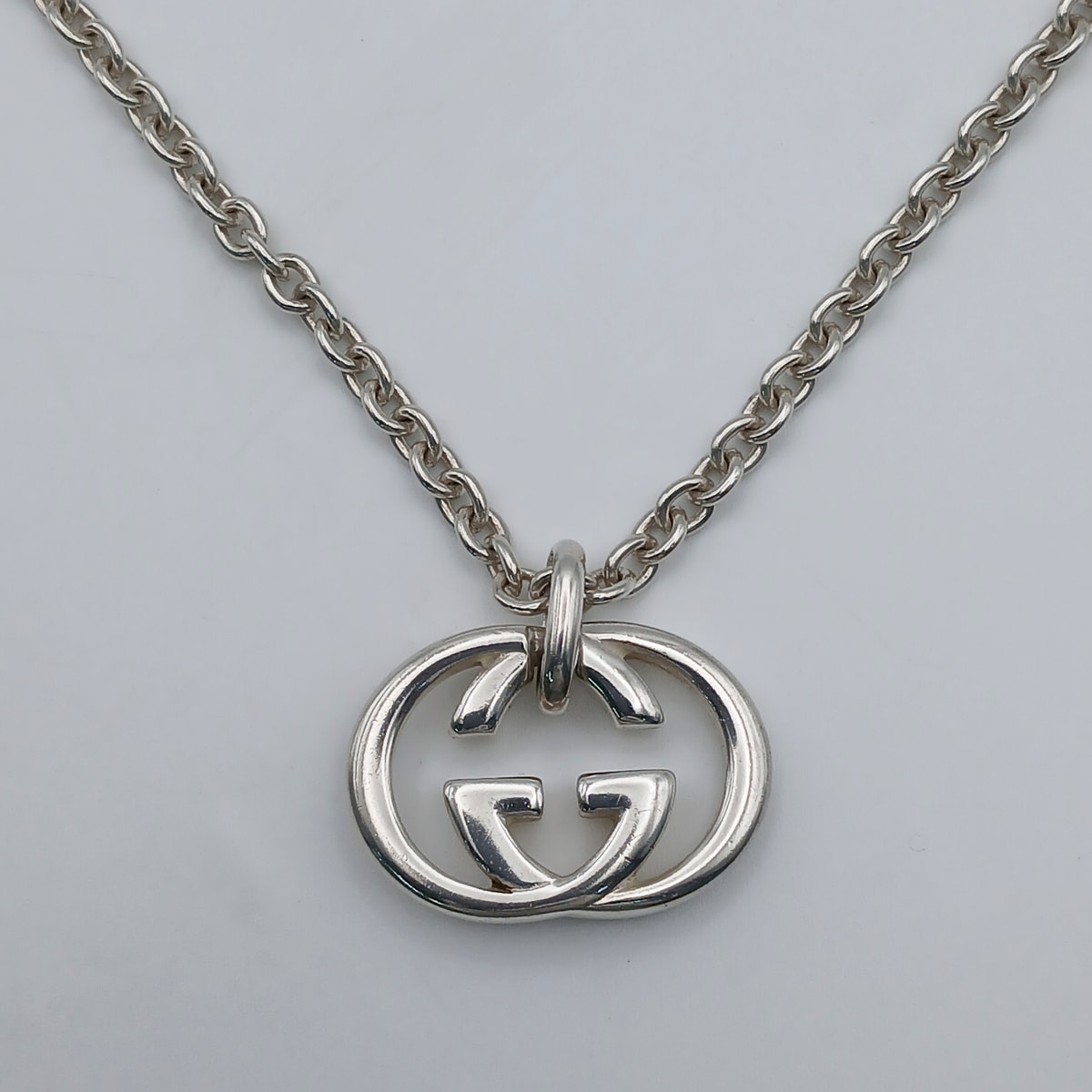 GUCCI グッチ インターロッキング GGロゴ ネックレス 190484 シルバー925 シルバー  レディース【中古】