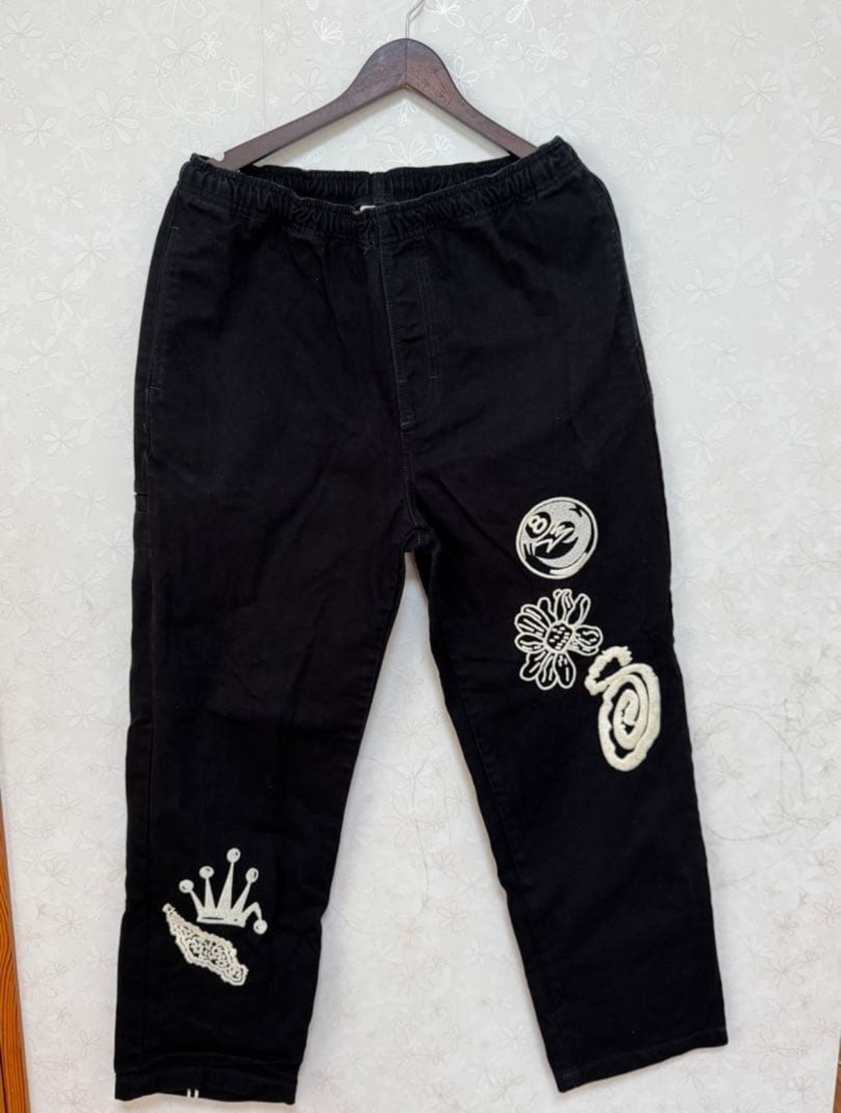 ステューシー ノーマ アイコン ビーチ パンツ "ウォッシュド ブラック"