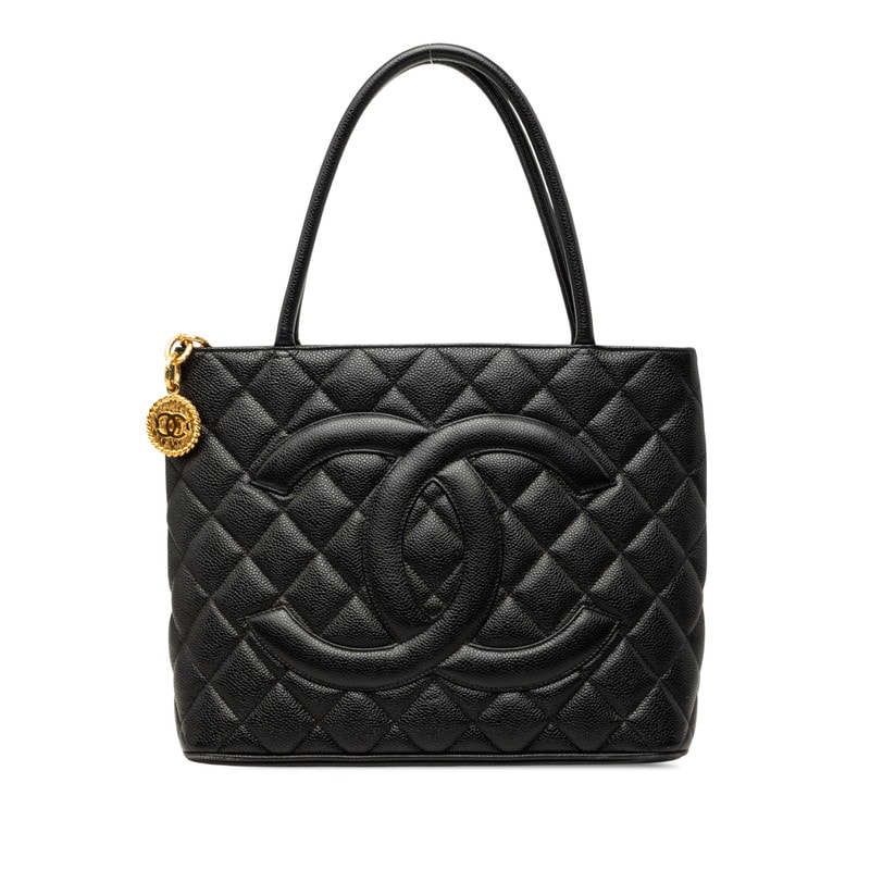 シャネル マトラッセ ココマーク 復刻トート トートバッグ ハンドバッグ ブラック キャビアスキン レディース CHANEL 【中古】