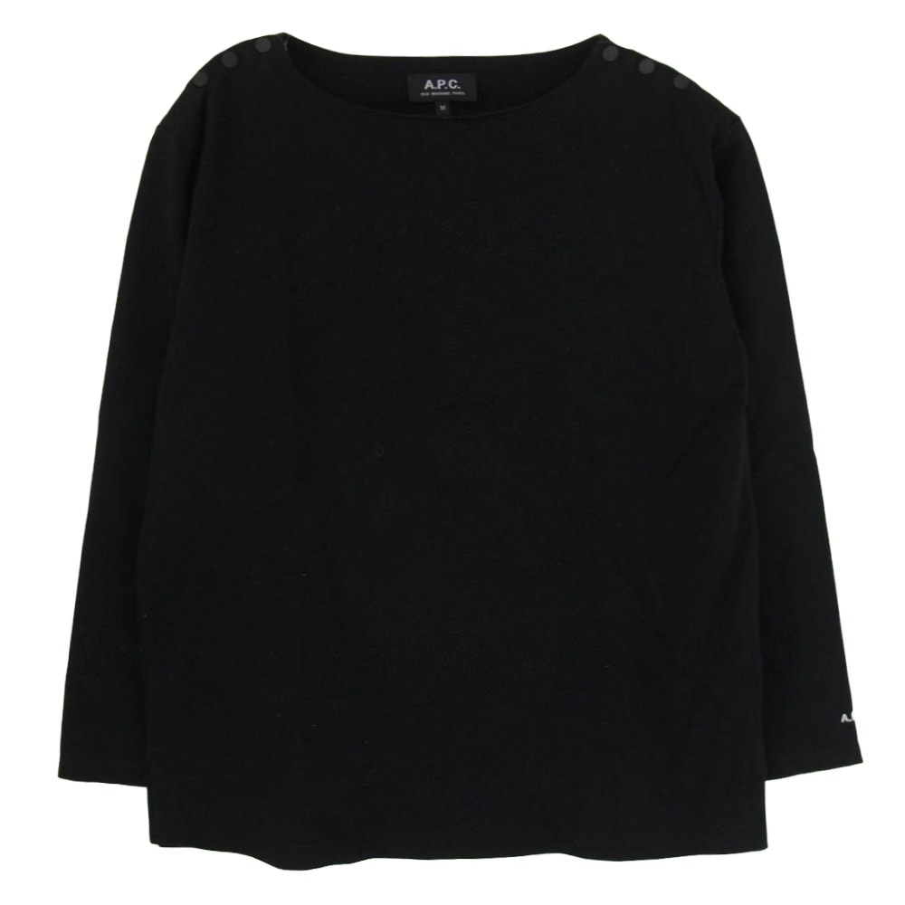 A.P.C. アーペーセー Tシャツ 22SS 23216-1-96481 肩ボタン 長袖 ロングスリーブ カットソー Tシャツ バスクシャツ ブラック系 M【中古】