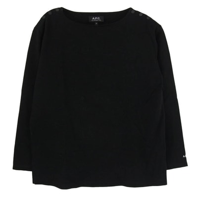 A.P.C. アーペーセー Tシャツ 22SS 23216-1-96481 肩ボタン 長袖 ロングスリーブ カットソー Tシャツ バスクシャツ ブラック系 M【中古】