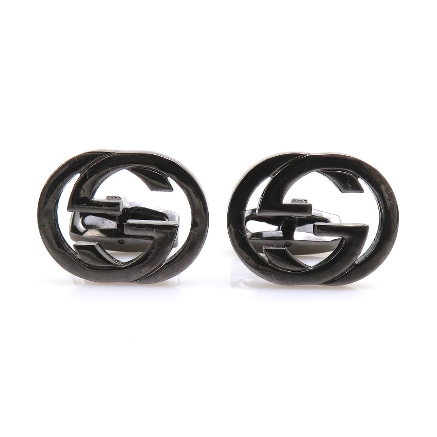 グッチ GUCCI カフス インターロッキングG メタル ブラック メンズ【中古】 e61480a