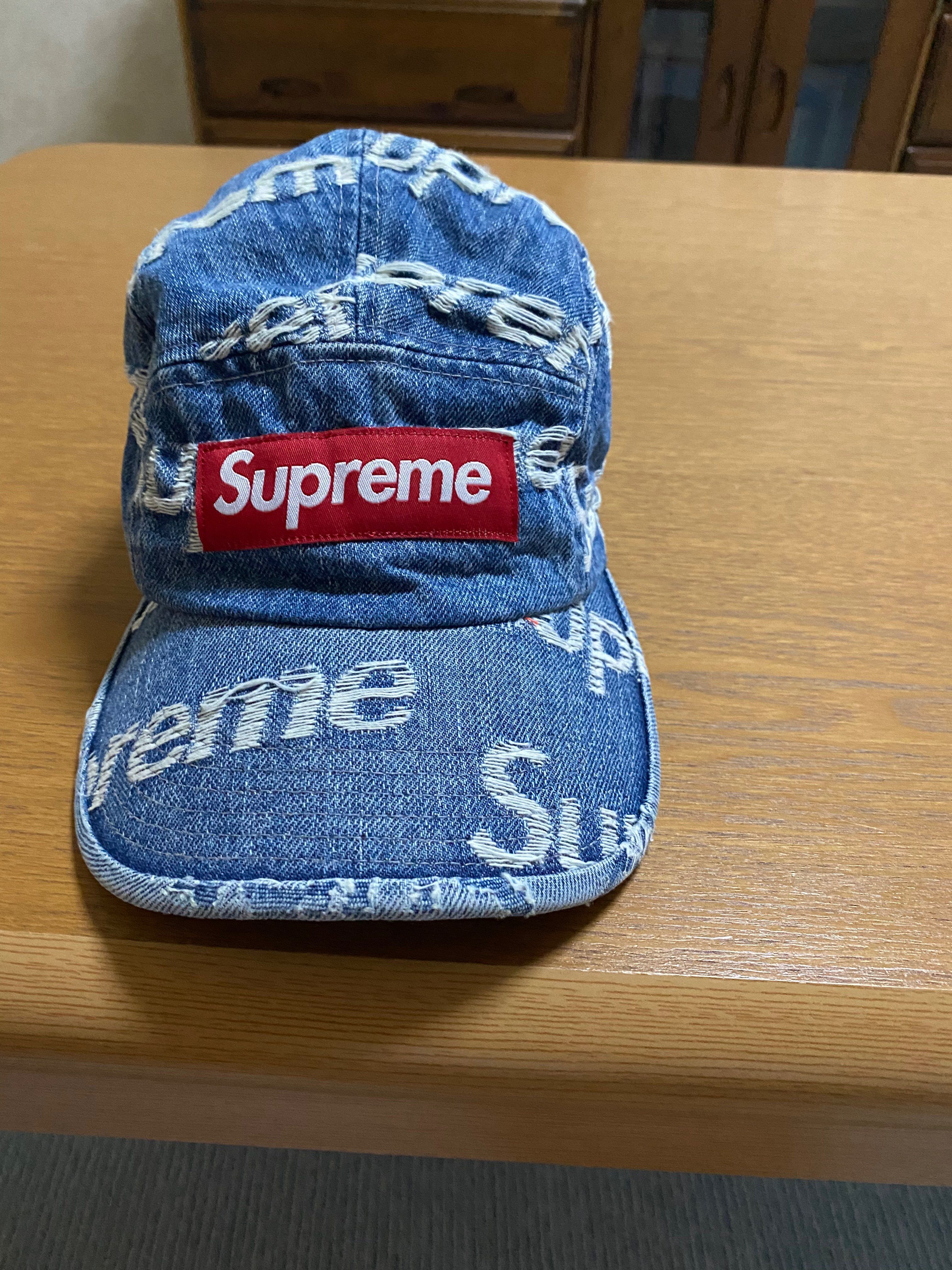 Supreme Frayed Logos Denim Camp Cap "Blue"