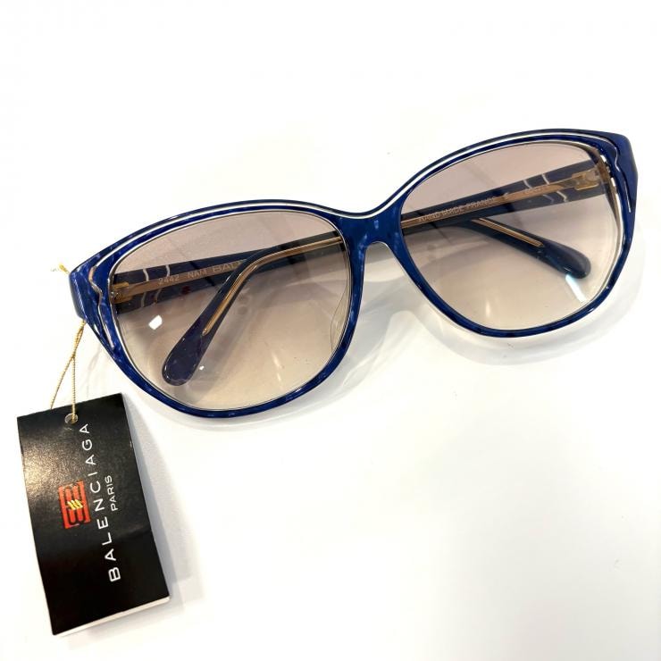 BALENCIAGA ネイビーブルー サングラス フランス製 鑑定済み 正規品 バレンシアガ