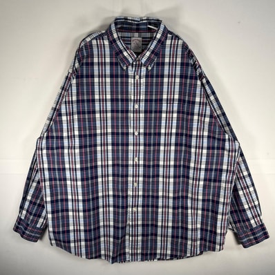 古着 ブルックスブラザーズ Brooks Brothers 長袖シャツ ボタンダウン チェック 2XL ネイビー系 マルチカラー メンズ
