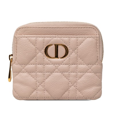 ディオール カナージュ カロ 小銭入れ コインケース 43MA0274 ピンク ラベンダー ラムスキン レディース Dior 【中古】