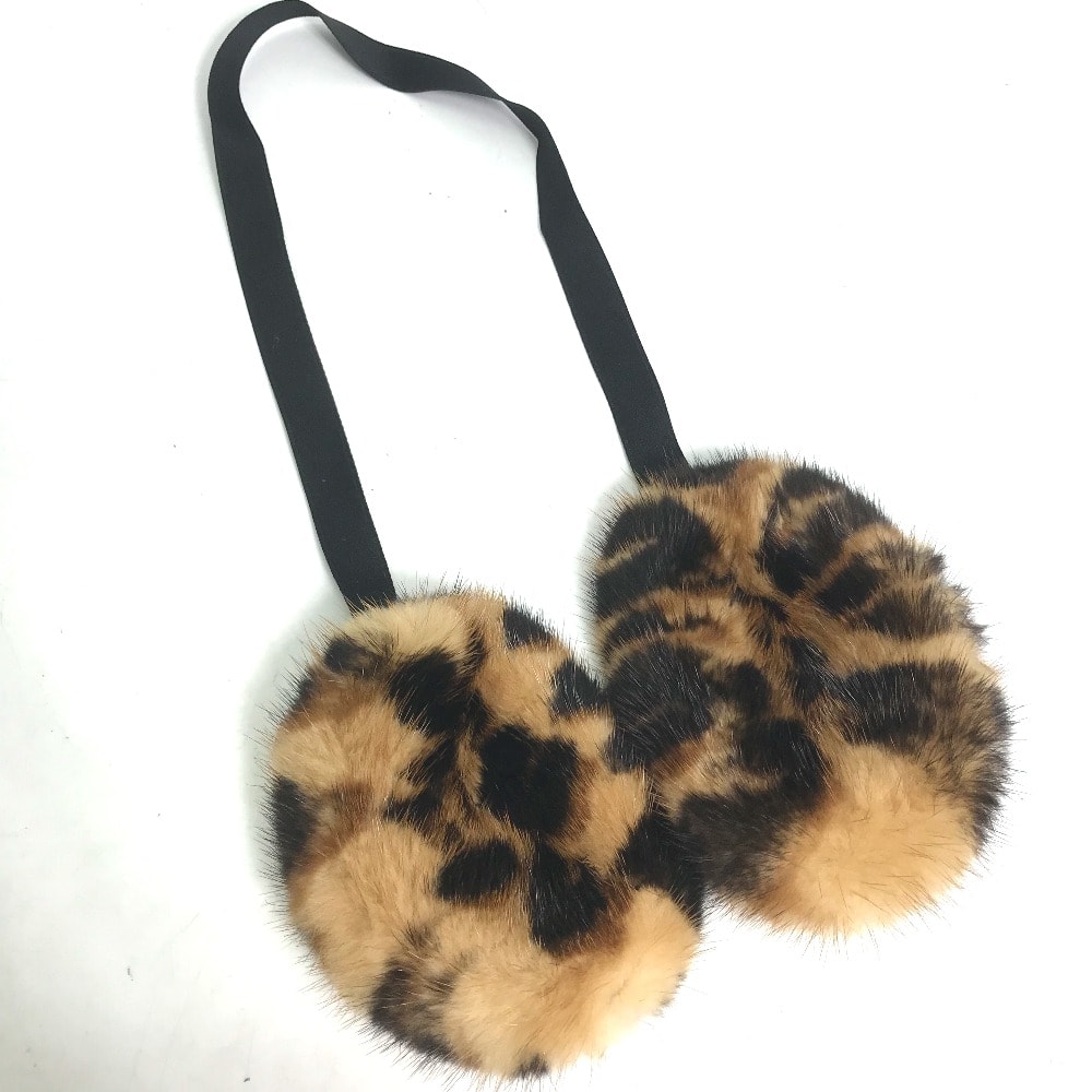 ルイヴィトン LOUIS VUITTON レオパード 豹柄 ヒョウ ファー 耳当て イヤーマフ ファー ブラウン