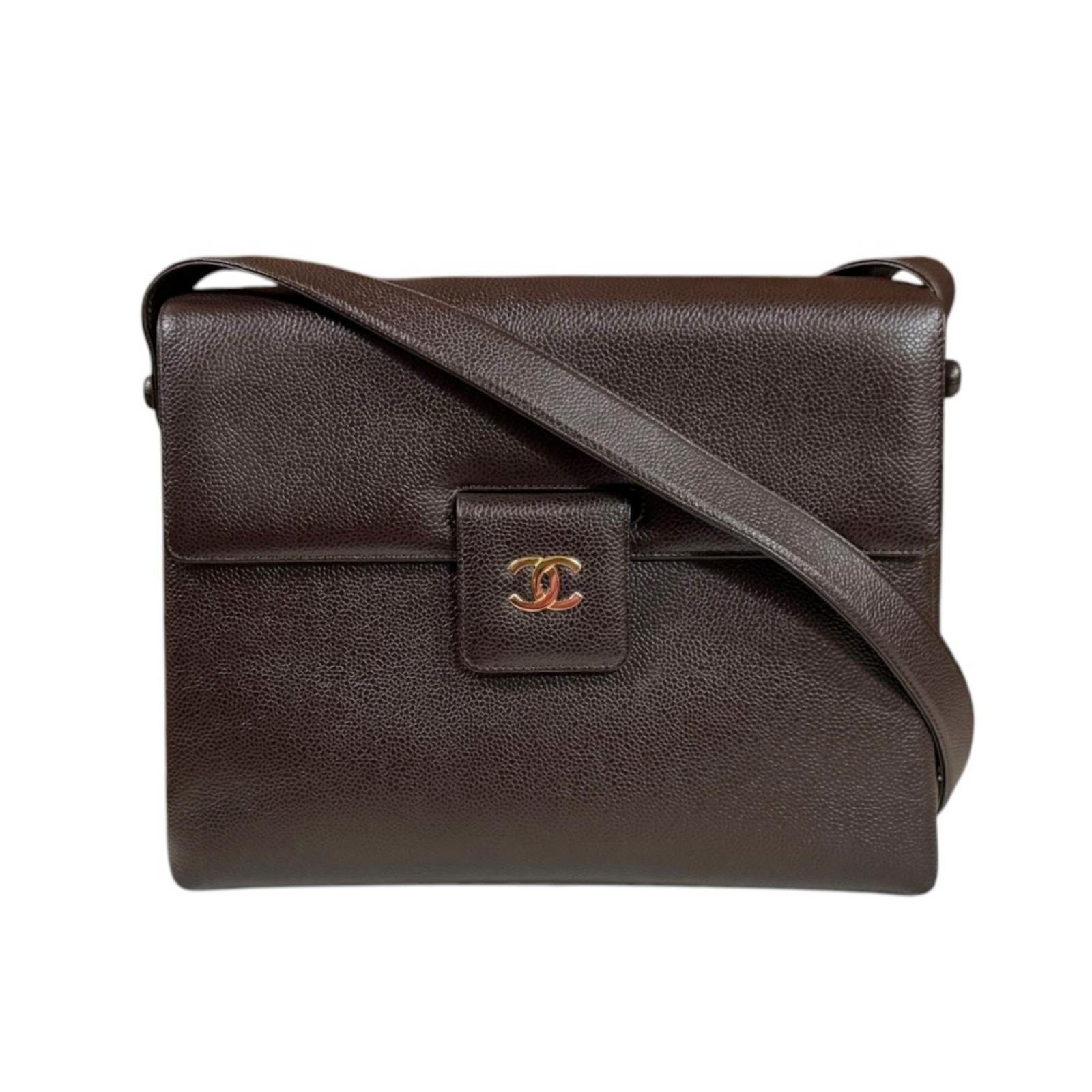 シャネル ココマーク ショルダーバッグ レザー ブラウン レディース CHANEL  中古