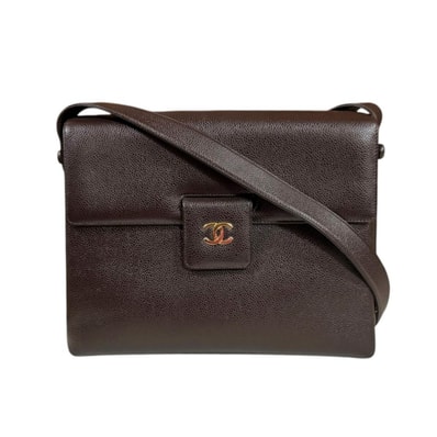 シャネル ココマーク ショルダーバッグ レザー ブラウン レディース CHANEL 中古