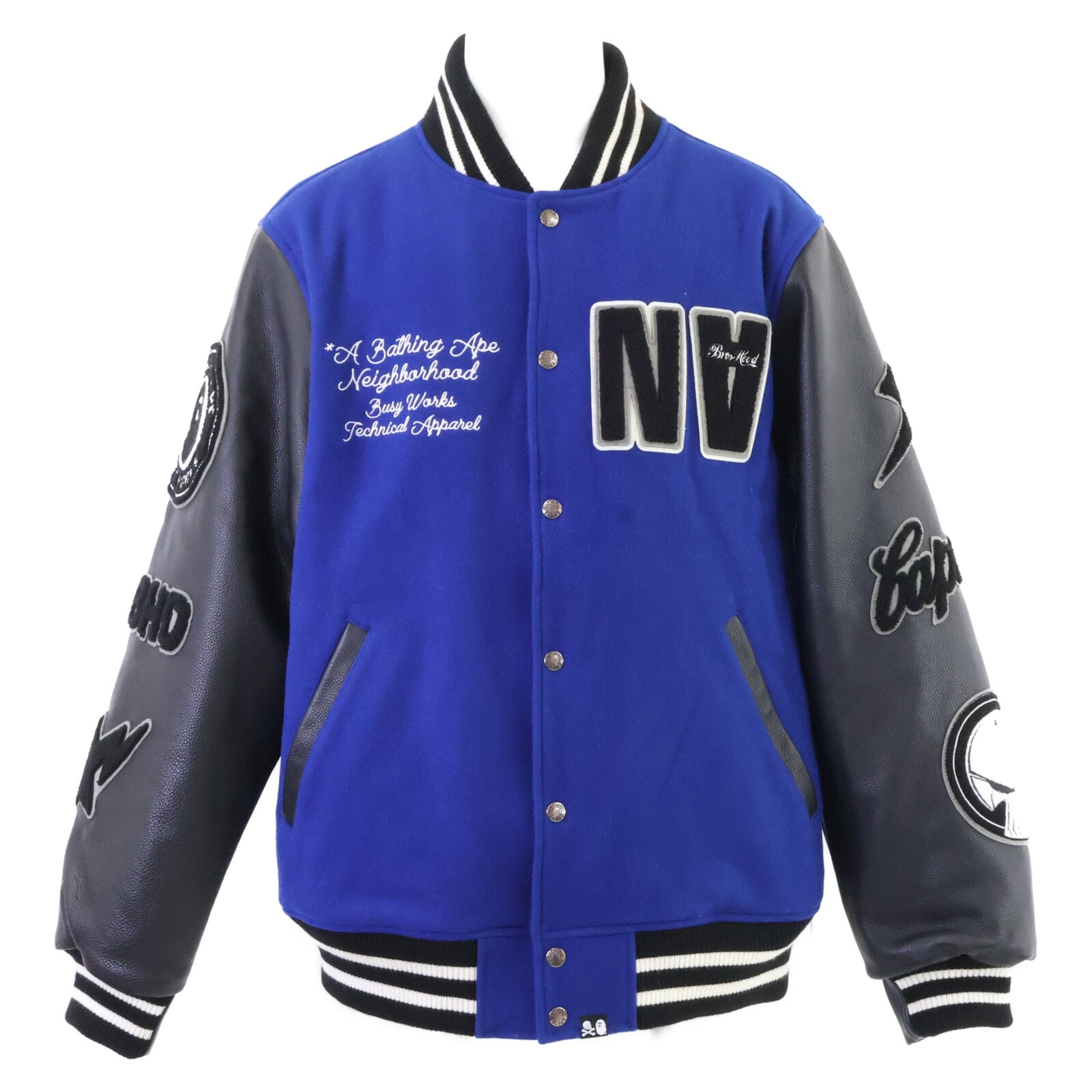 A BATHING APE x NEIGHBORHOOD Varsity Jacket Neighborhood Exclusive "Blue"