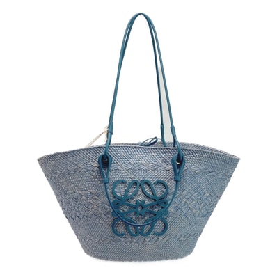 LOEWE ロエベ アナグラム バスケットバッグ A223T43X27 デニムブルー イラカヤシ かごバッグ 布袋有