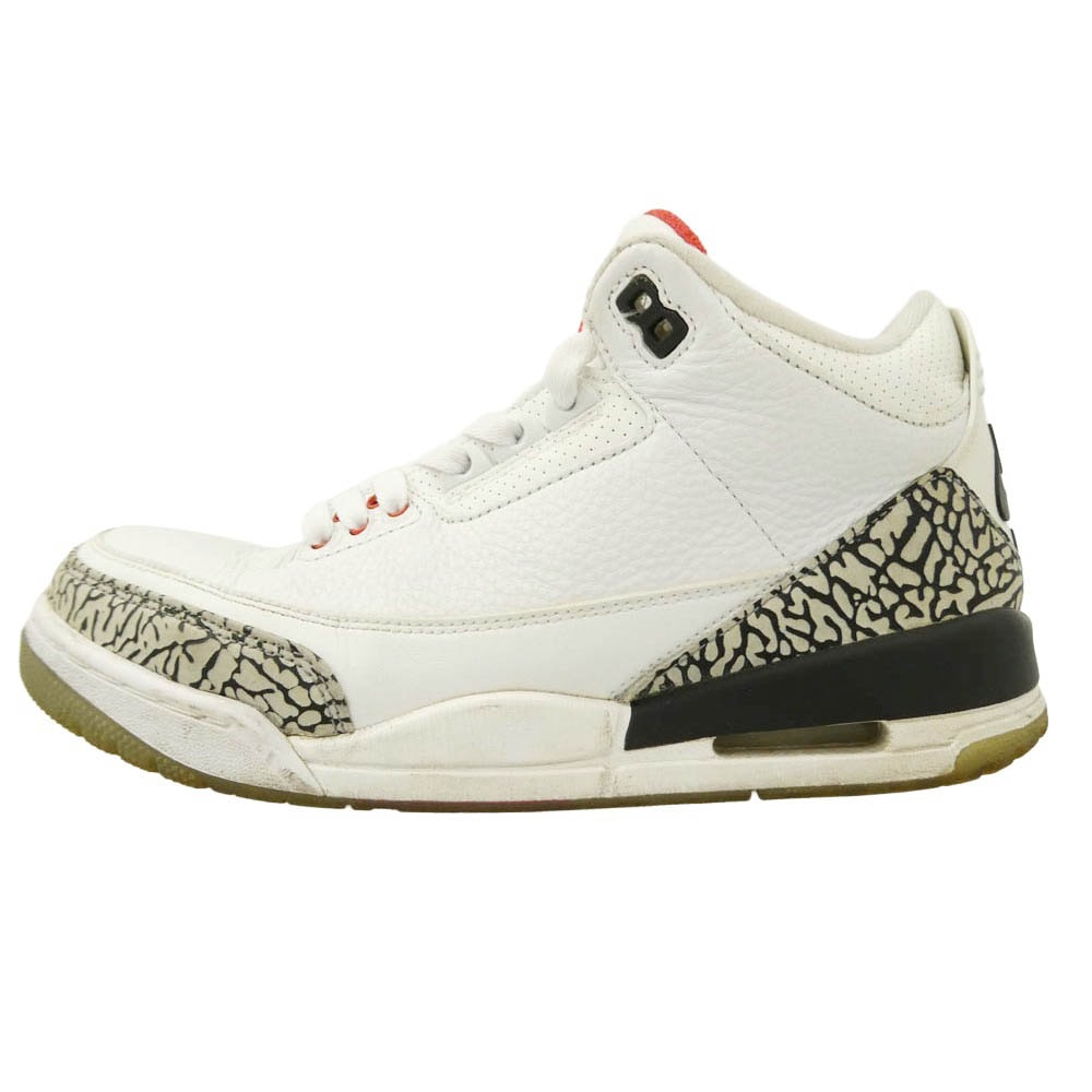 NIKE 2018 923096-101 Air Jordan 3 Retro Free Throw Line White Cement レトロ フリー スロー ライン ホワイト セメント ロー スニーカー ホワイト系 グレー系 26cm【中古】
