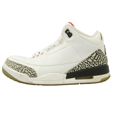 NIKE 2018 923096-101 Air Jordan 3 Retro Free Throw Line White Cement レトロ フリー スロー ライン ホワイト セメント ロー スニーカー ホワイト系 グレー系 26cm【中古】