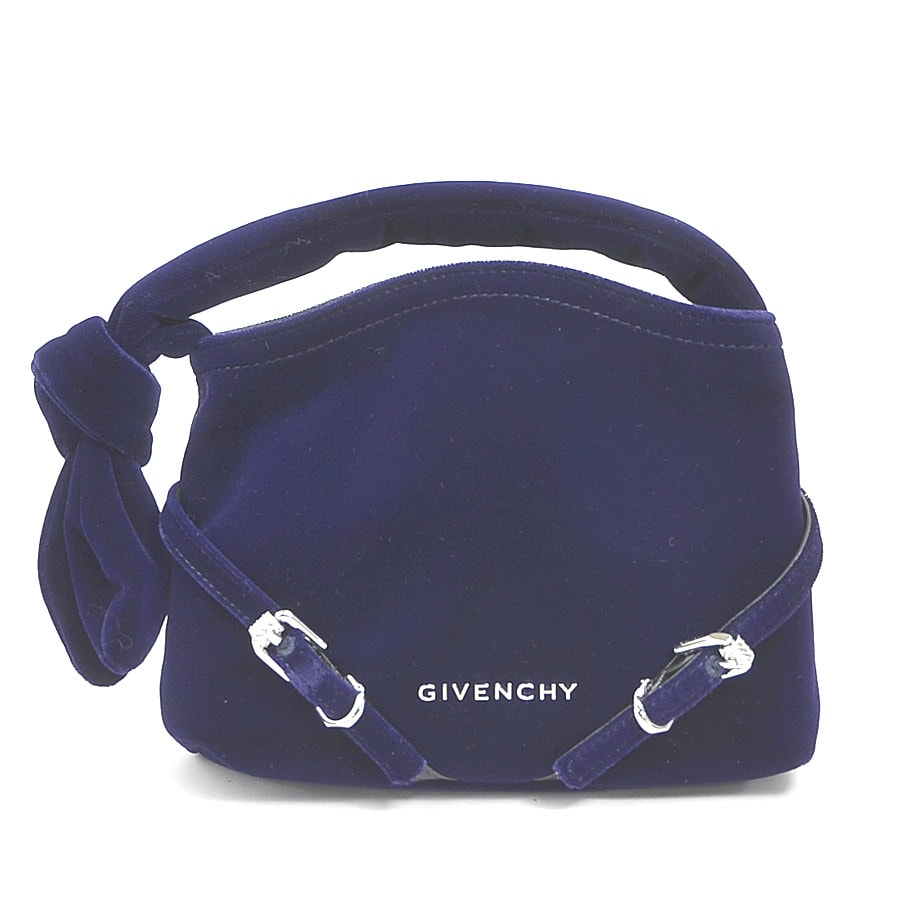 ジバンシィ GIVENCHY ハンドバッグ ナノ ヴォワイユー ベルベット ネイビー レディース【中古】 h31679g