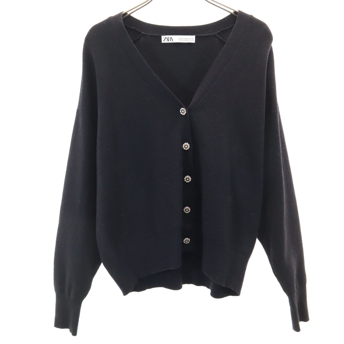 ZARA ザラ 長袖 Vネック カーディガン M ブラック系 ニット